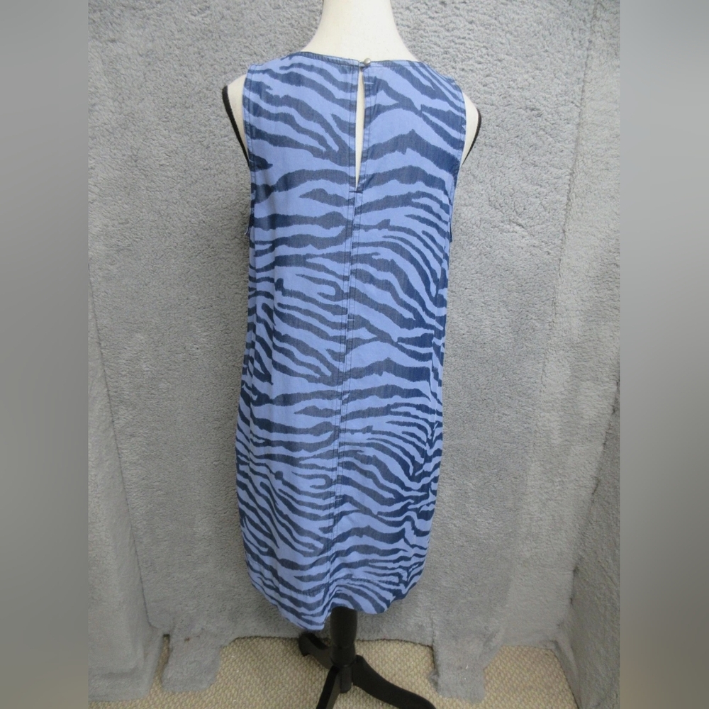 Blue Zebra Print Sleeveless Shift Dress - Picture 2 of 5
